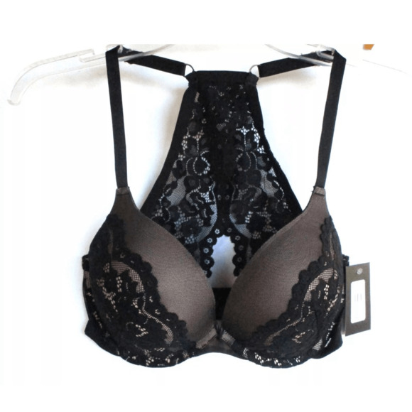 Frederick's Of Hollywood Women's Heartthrob Push Up Bra Size 34D Black Lace - Picture 2 of 5